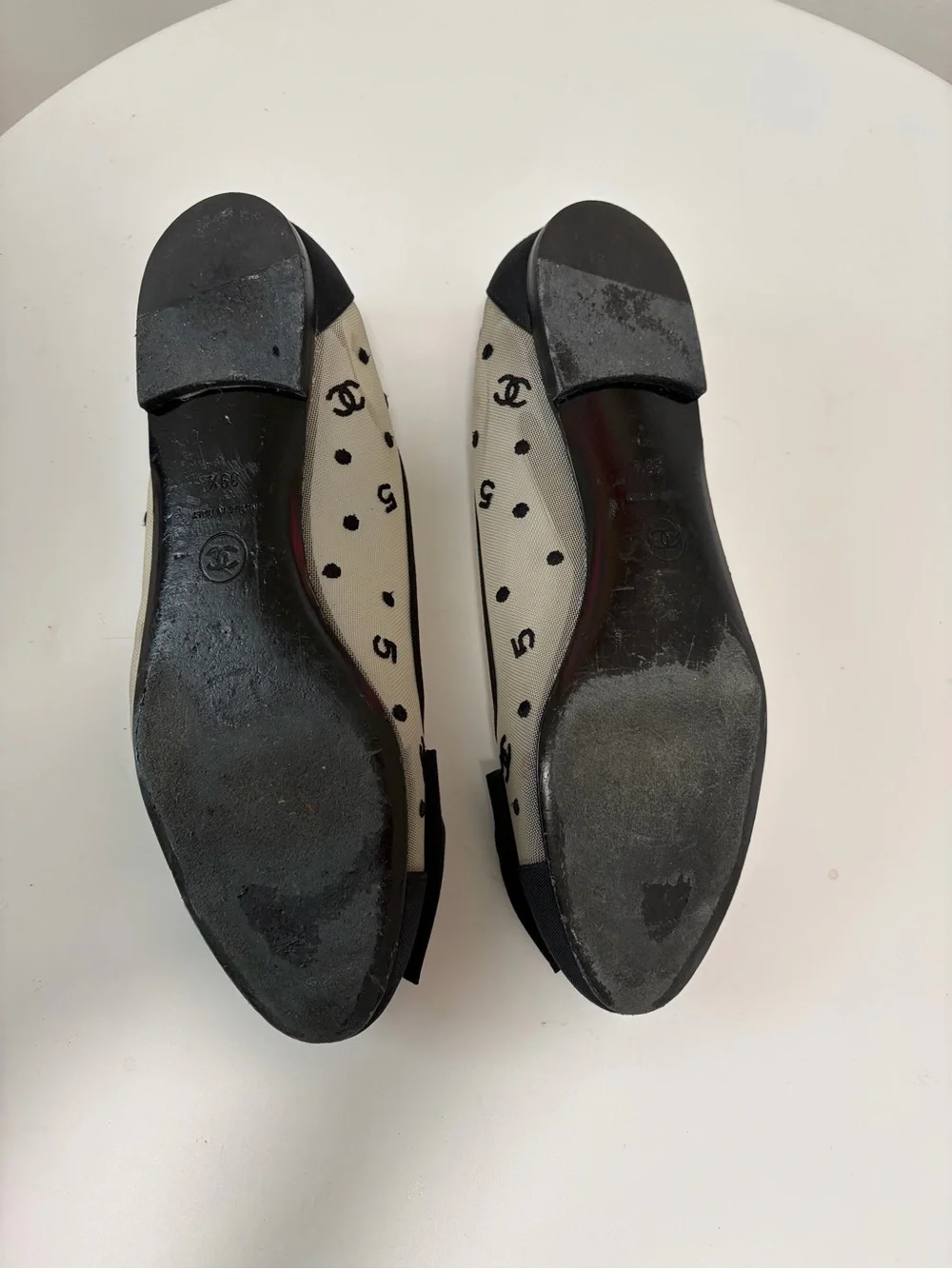 CHANEL Black & Mesh Ballet Flats size 39.5